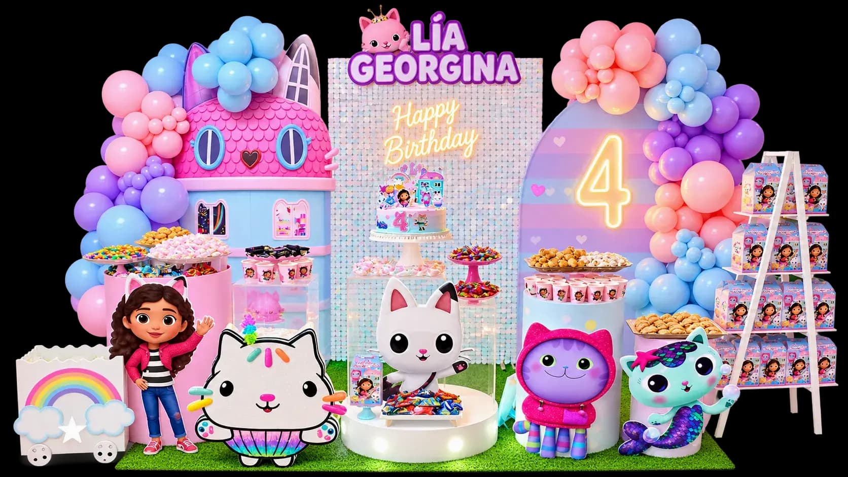 Mesa decorada con globos